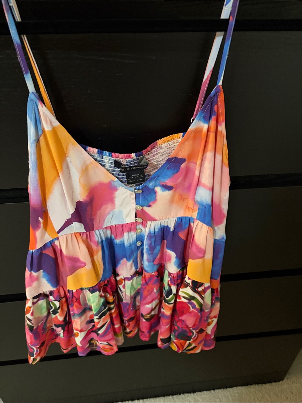 French Connection Multicolor Watercolor Tiered Camisole